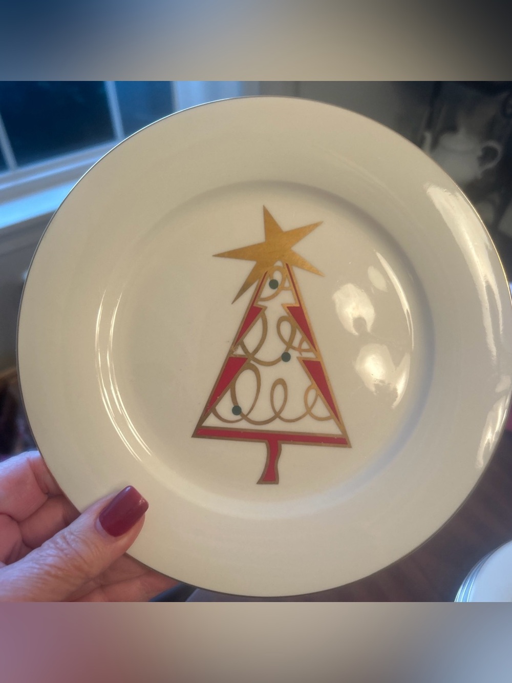 Pier 1 Christmas Tree Porcelain Dessert/Salad Plates 7.5" Set of 5 - Picture 6 of 8